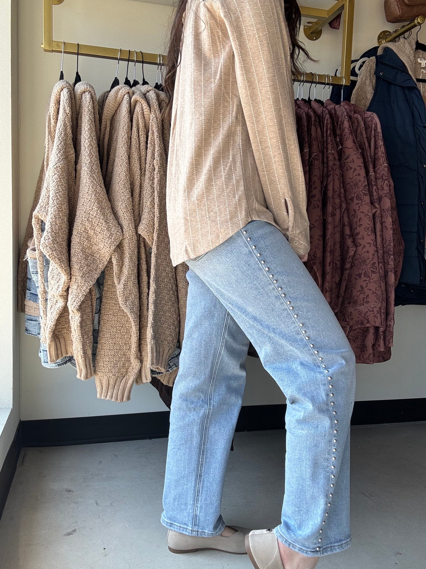 Ankle Slim Nail Head Denim