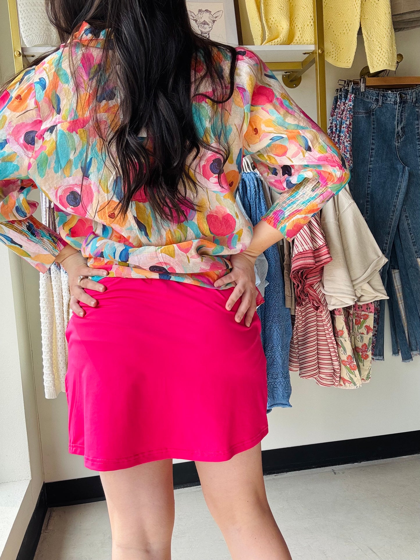 Solid Raspberry Skort