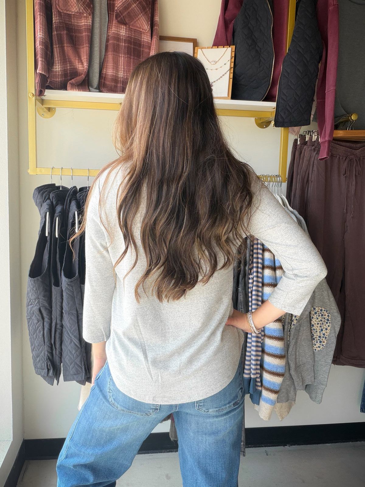 Blue Dog Scoop Neck Top