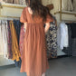 Rust Pin Stripe Midi Dress