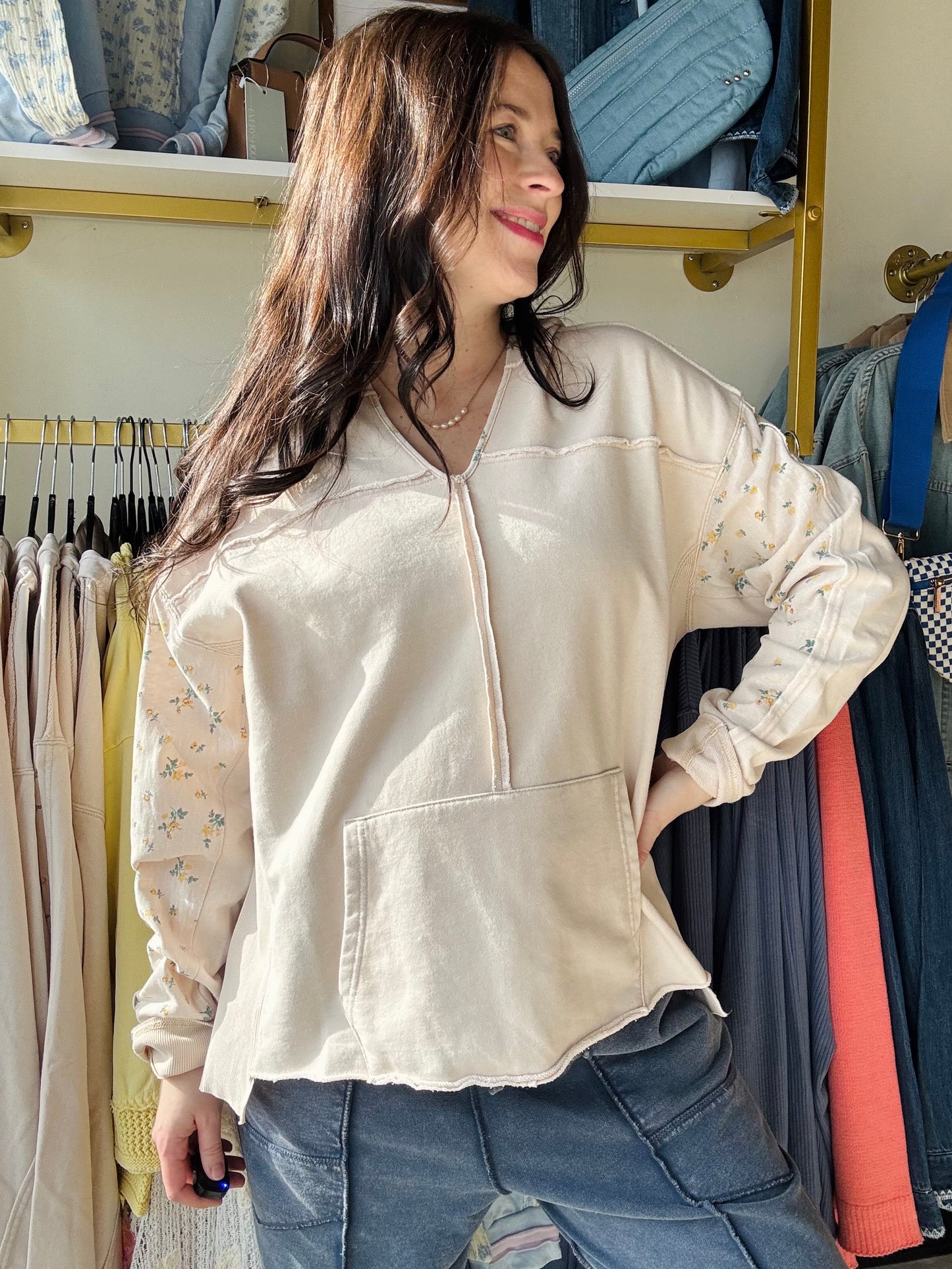 Ecru Mineral Washed Hoodie