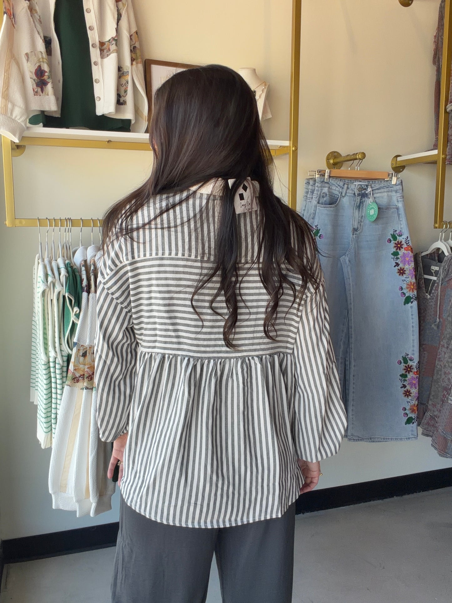 Multi Stripe Charcoal Pullover
