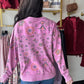 Magenta Floral Terry Pullover