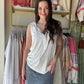 Ivory V Neck Button Tank