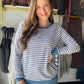 Blue & Pink Stripe Brushed Pullover