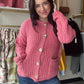 Pink Hammered Metal Button Sweater