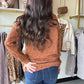 Rust Geometric Snap Pullover