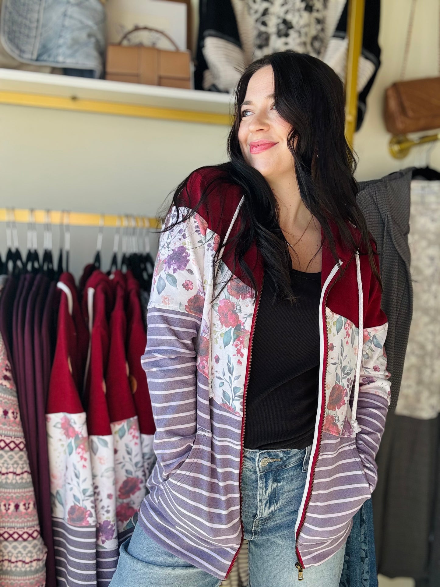 Burgundy Bloom Full Zip