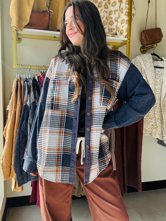 Waffle Plaid Mixed Shacket