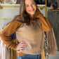 Camel Stripe Raglan Sleeve Sweater