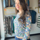 Blue Hacci Floral Printed Top
