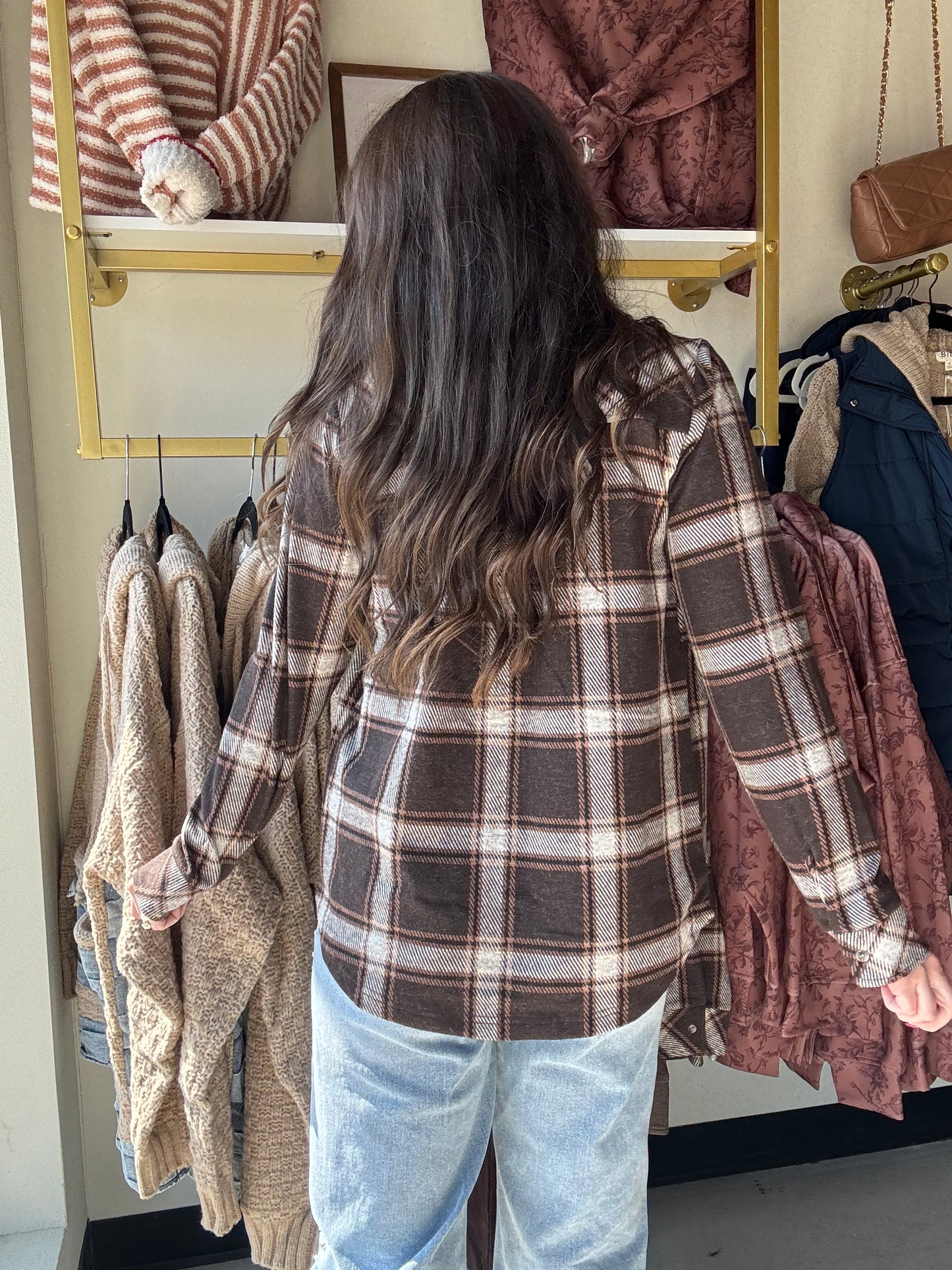 Coffee Ivory Plaid Cassian Shirt