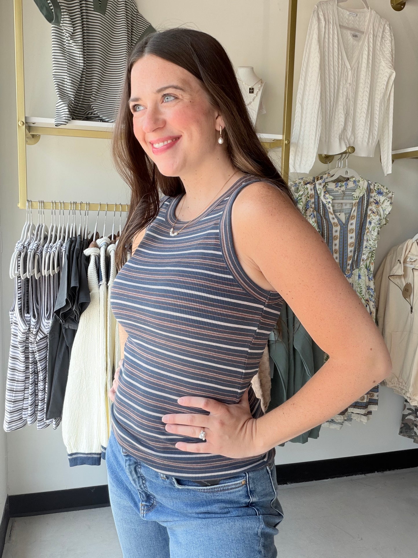 Navy Multi Stripe Edlin Tank