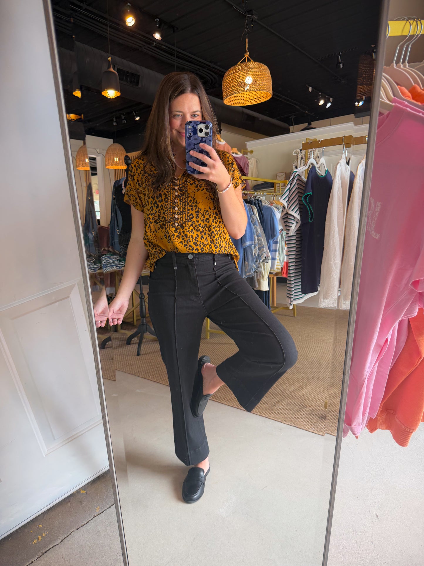 Black Front Crease Crop Denim