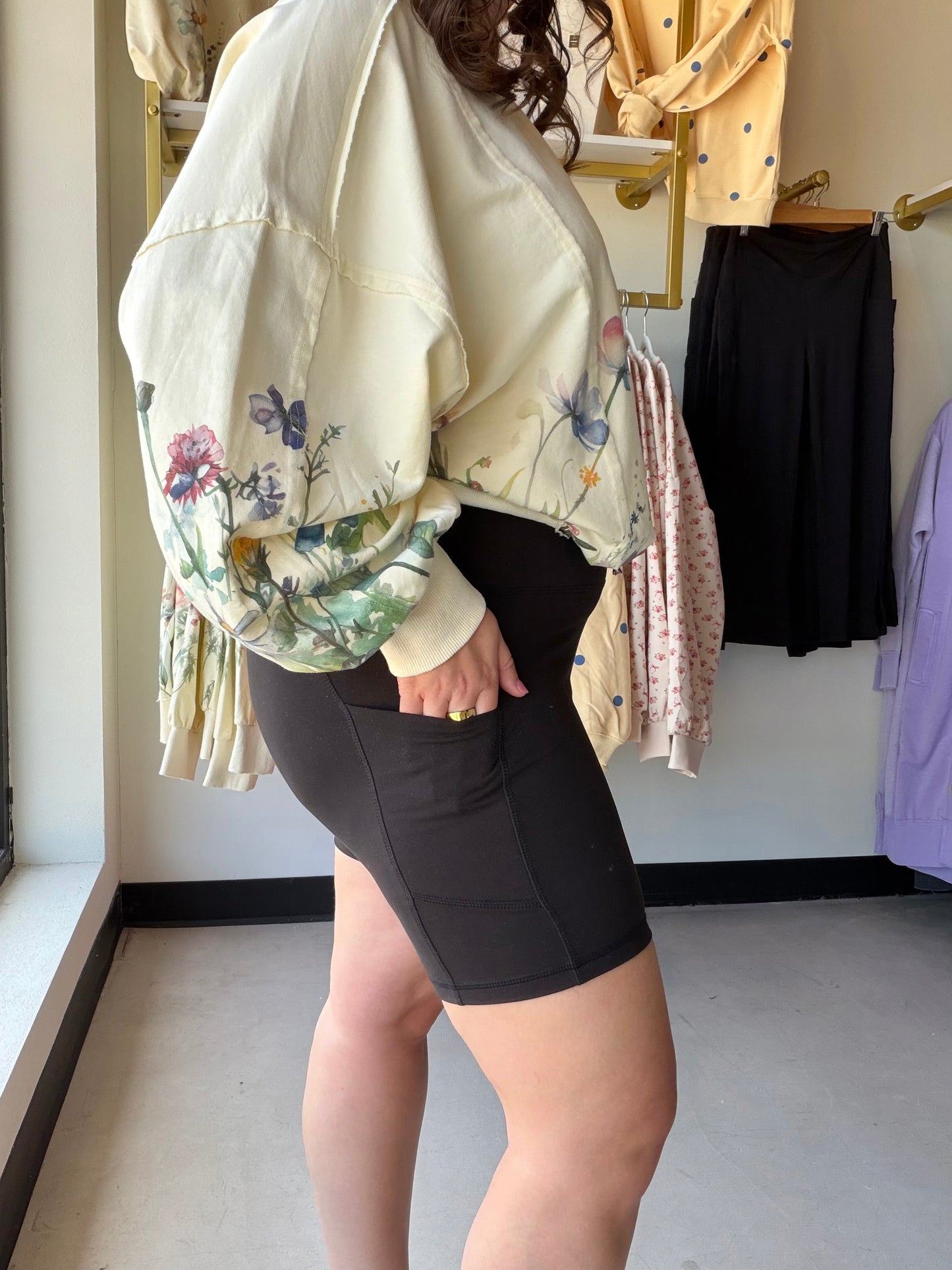 Black Knit Biker Shorts