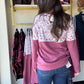 Vintage Floral Raspberry Pullover