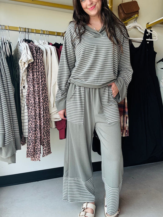 Light Olive Stripe Accent Bottoms