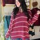Marsala & Pink Stripe Sweater