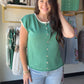 Green Button Short Sleeve Sweater