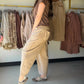 Taupe Terry Knit Barrel Pants
