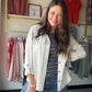 Cream Fringe Roll Tab Jacket