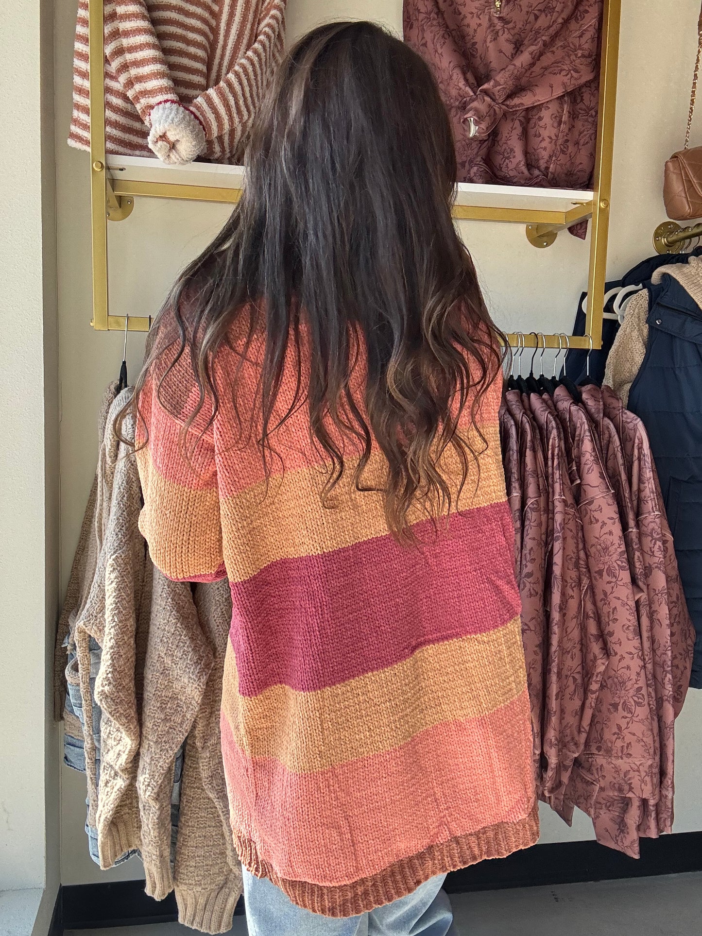 Autumn Color Block Cardigan