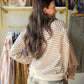 Ivory Micro Stripe Brushed Top