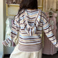 Brown Stripe Crochet Sweater Hoodie