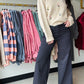Wide Leg Pin Stripe Jeans