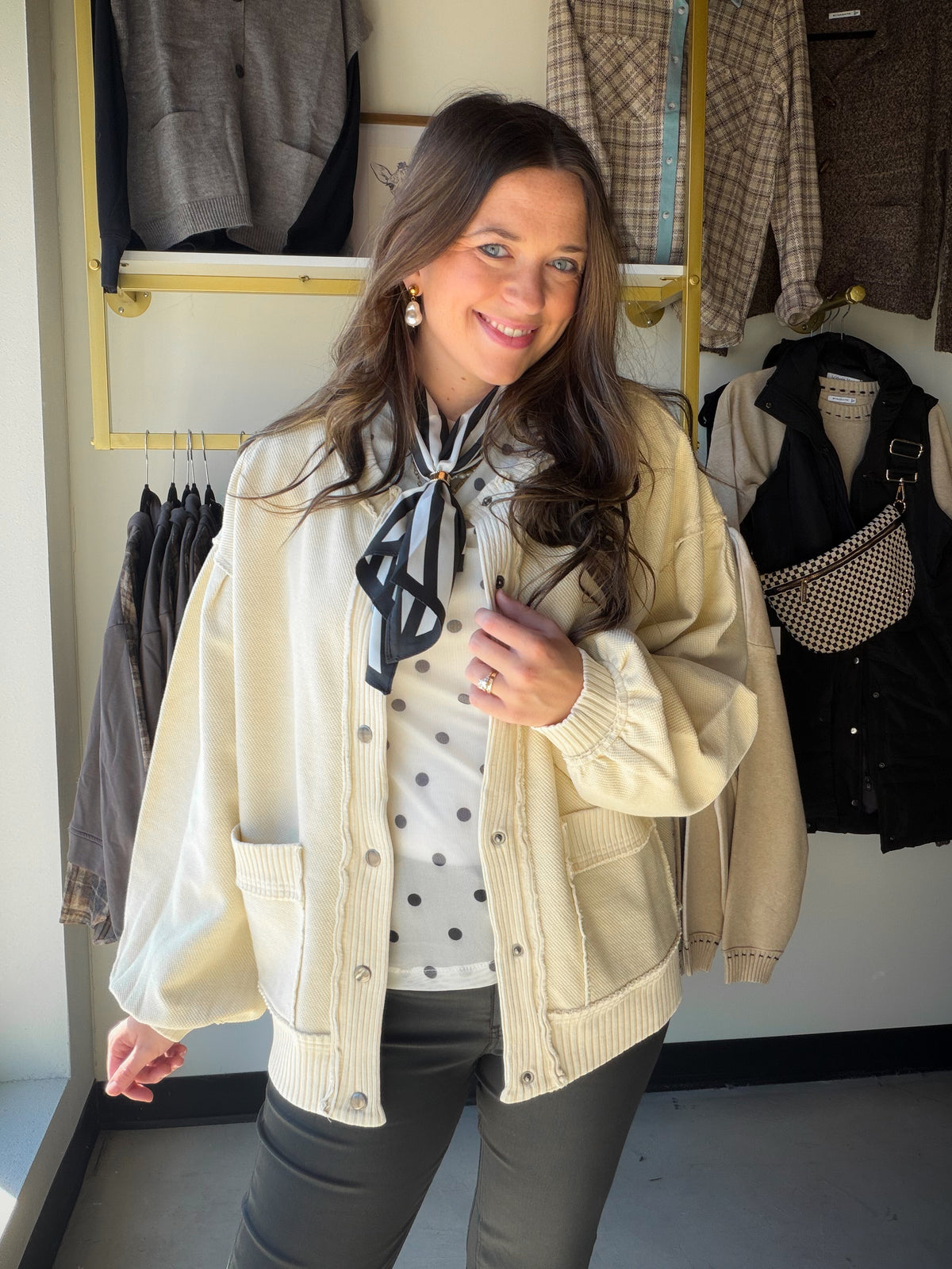 Ecru Terry Sweater Cardi