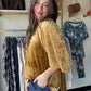Golden Velvet Balloon Sleeve Top