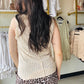 Beige High Neck Waffle Tank