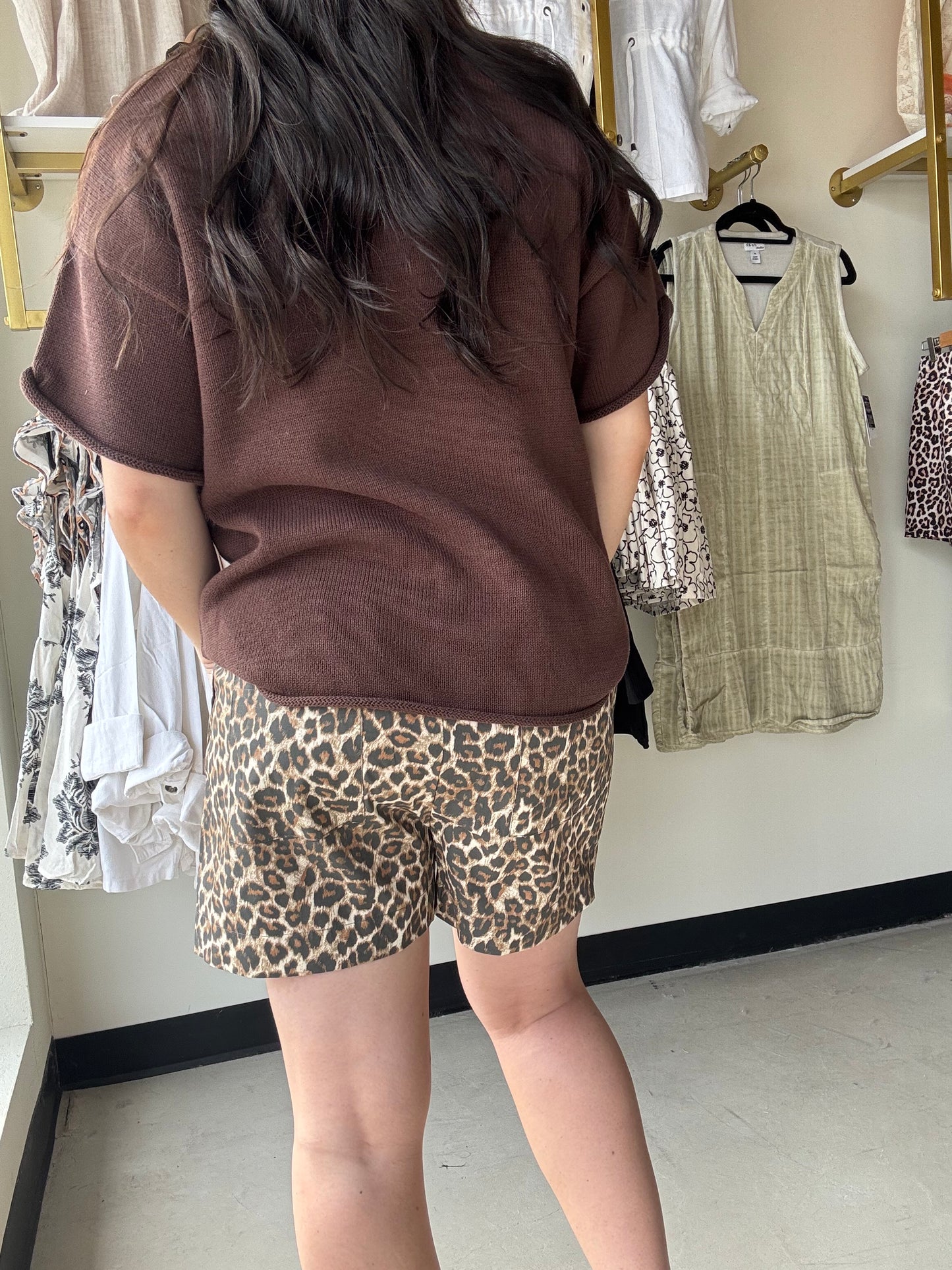 Leopard Drawstring Shorts
