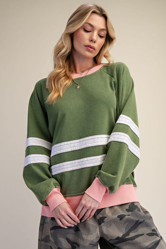 Matcha Stripe Accent Pullover