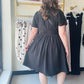 Black Cinched Waist Midi Dress