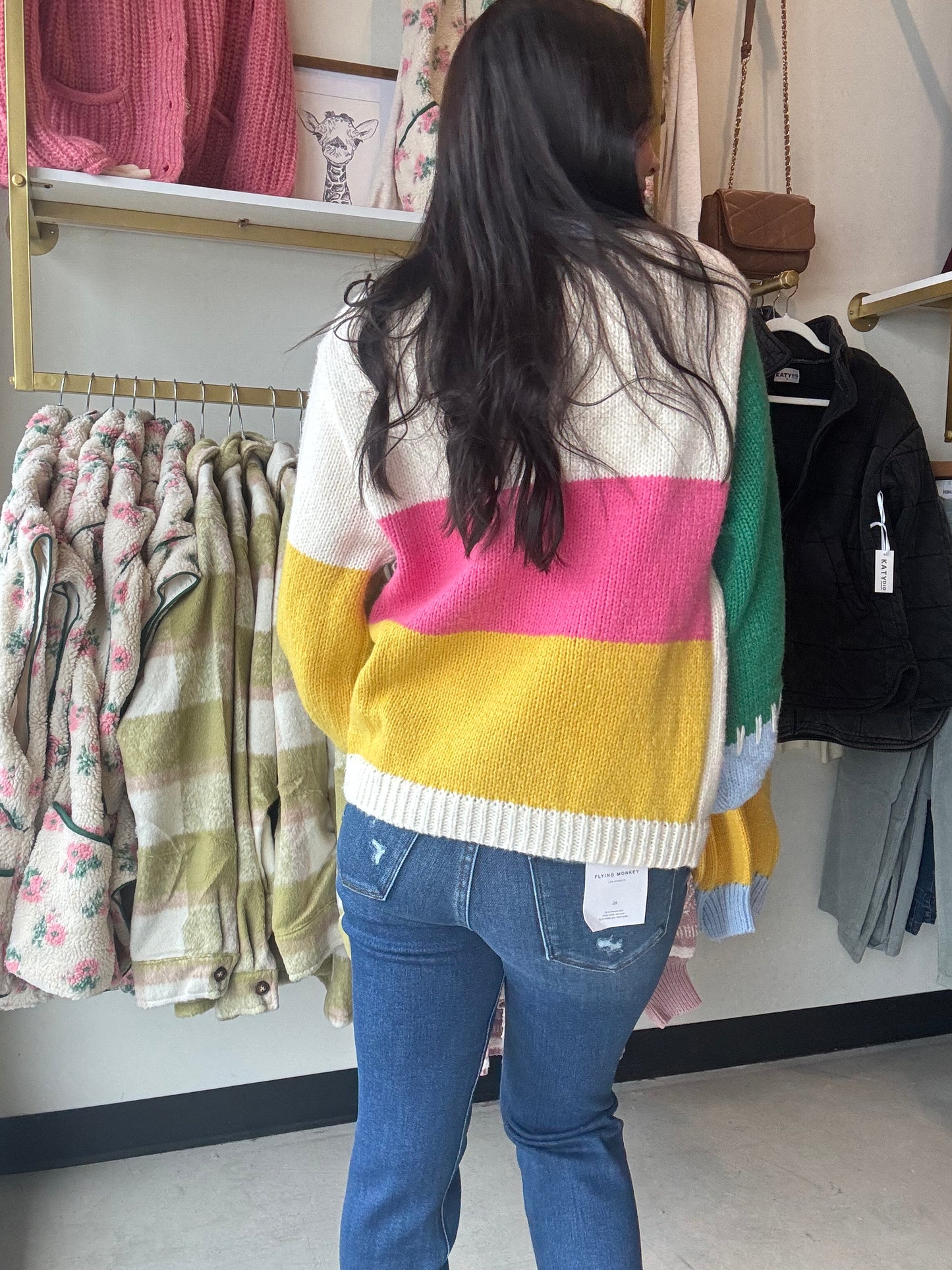 Pink Multi Block Cardigan