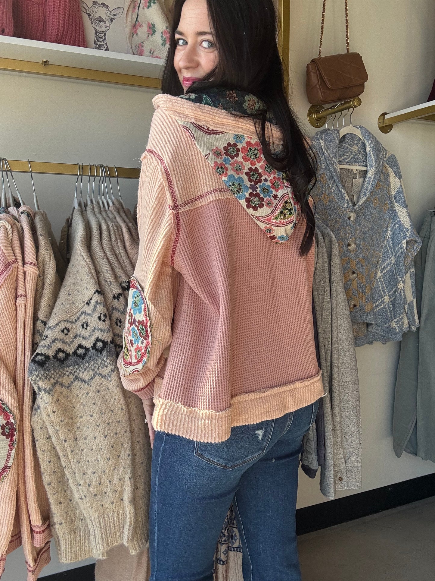 Rose Pink Placket Hoodie