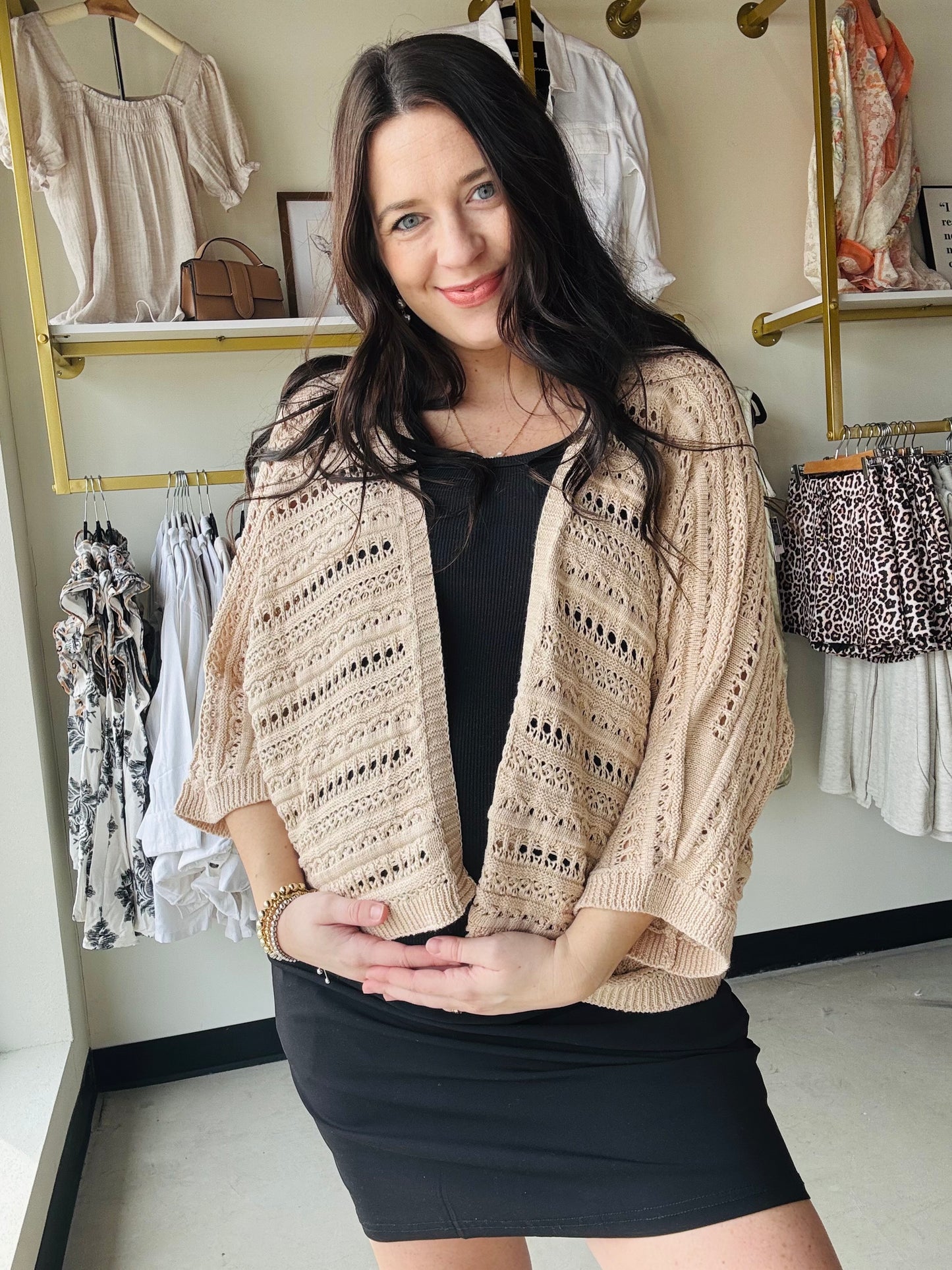 Natural Crochet Dolman Cardigan