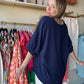 Navy Bubble Sleeve Tunic