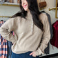 Latte Button Crewneck Sweater