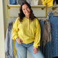Yellow Button Henley Sweater Pullover