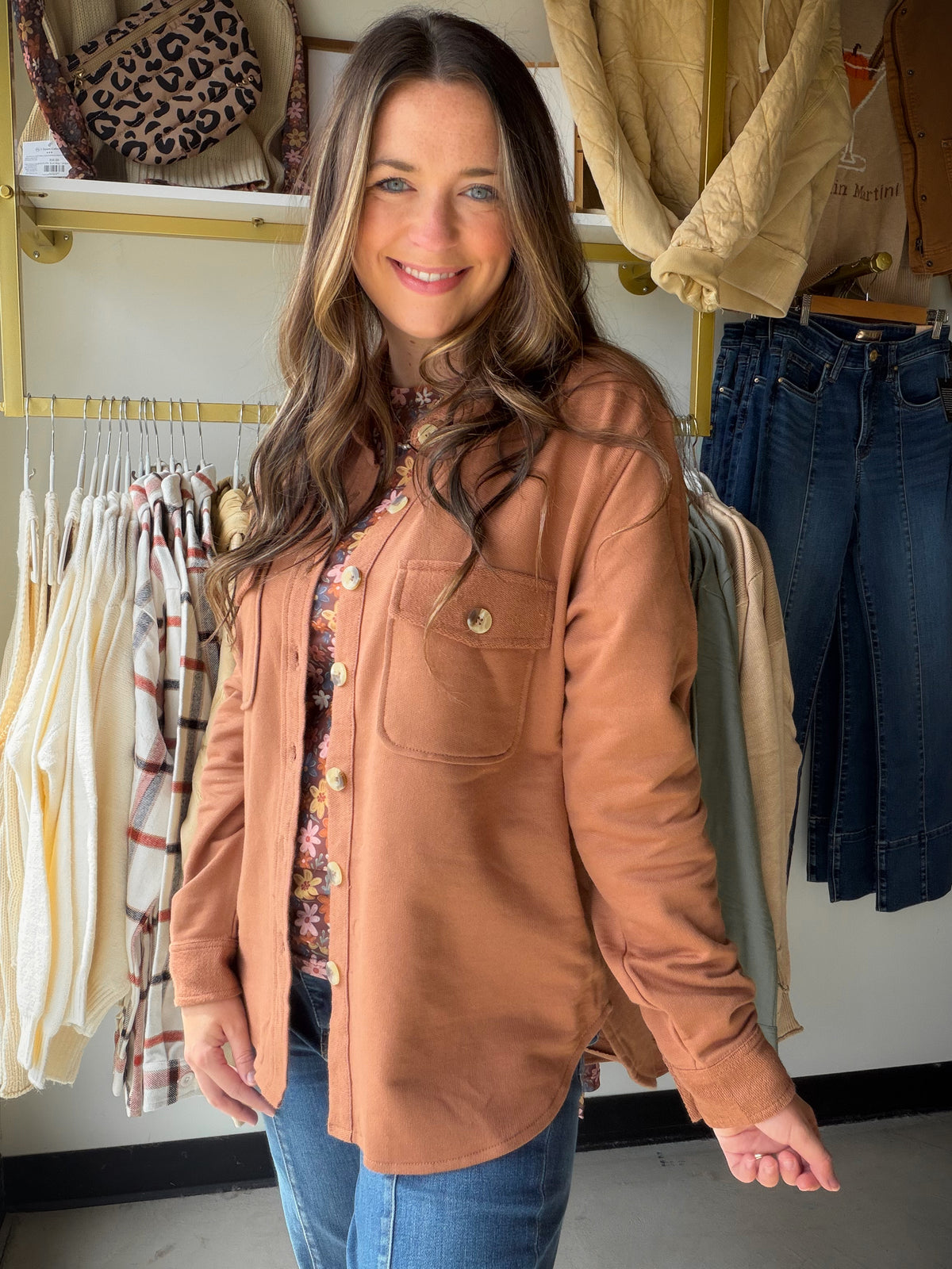 Raw Umber French Terry Shacket