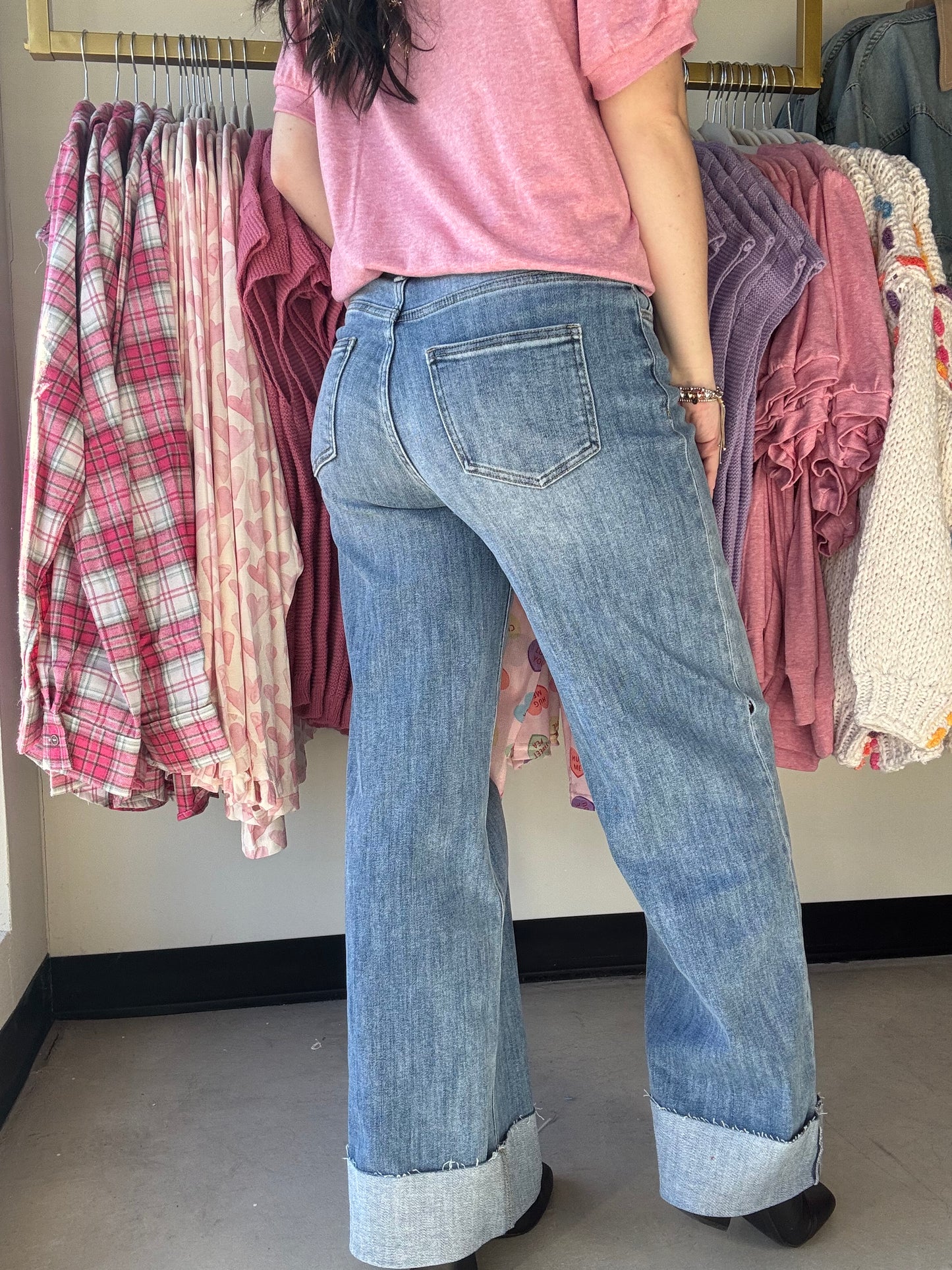 90's Stretch Cuffed Hem Jeans
