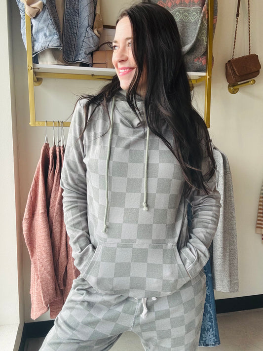 Olive Check Ashley Hoodie