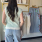 Ivory & Green Stripe Sweater Vest
