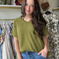 Olive Woven Short Sleeve