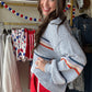 Blue Multi Stripe Sweater Hoodie