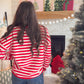 Red Striped Sweater Cardigan