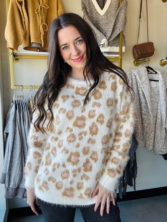 Leopard Eyelash Yarn Sweater