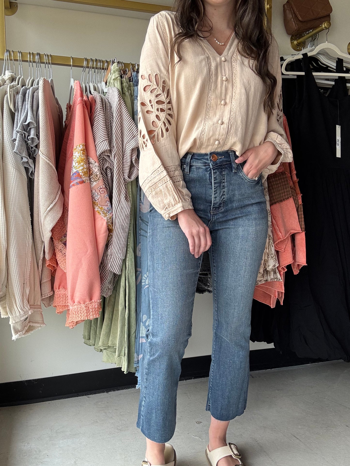 Mini Mia 1 Button Cropped Denim- RFM